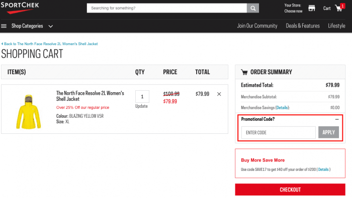 How to use Sport Chek coupon code