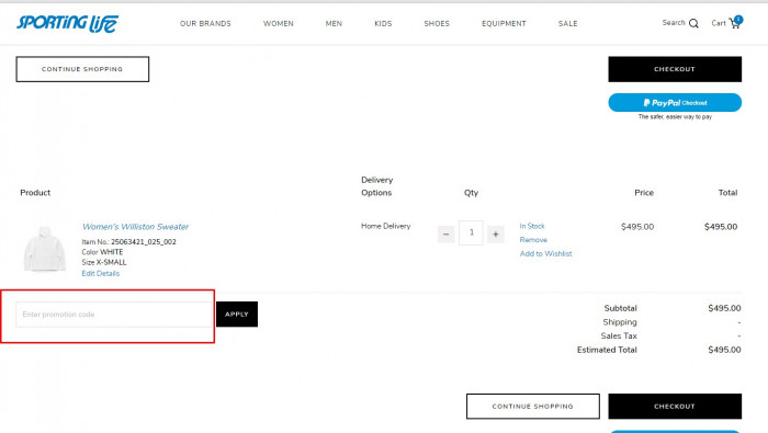 How to use Sporting Life Canada coupon code