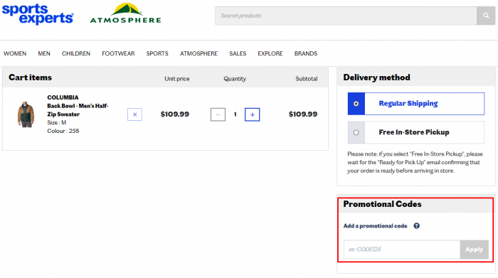 How to use Sports Experts coupon code