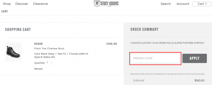 How to use Stacy Adams Canada coupon code