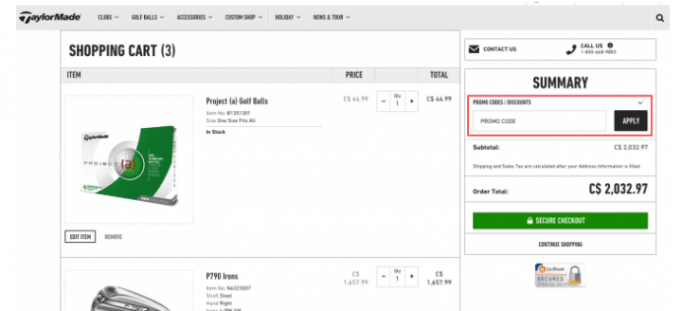 How to use TaylorMade Canada coupon code