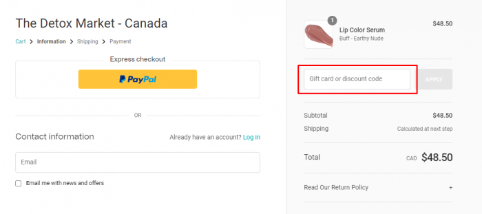 How to use The Detox Market Canada coupon code