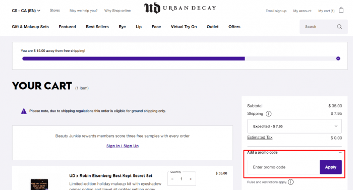 How to use Urban Decay Canada coupon code