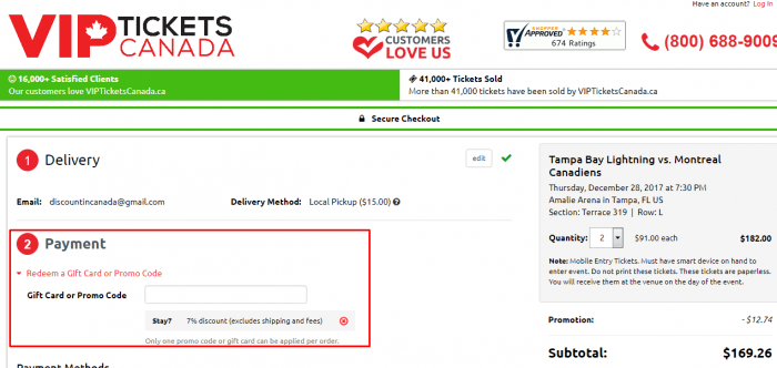 How to use VIP Tickets Canada coupon code