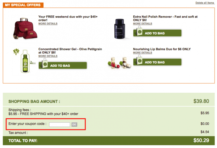 How to use Yves Rocher Canada coupon code